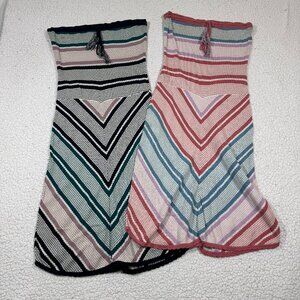 Vintage Y2K Lux Multi Color Masonic Strapless Knit Dress Size Medium Beach